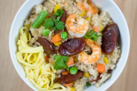 Mom's Vietnamese Fried Rice with Chinese Sausage and Shrimp - Wandering ...